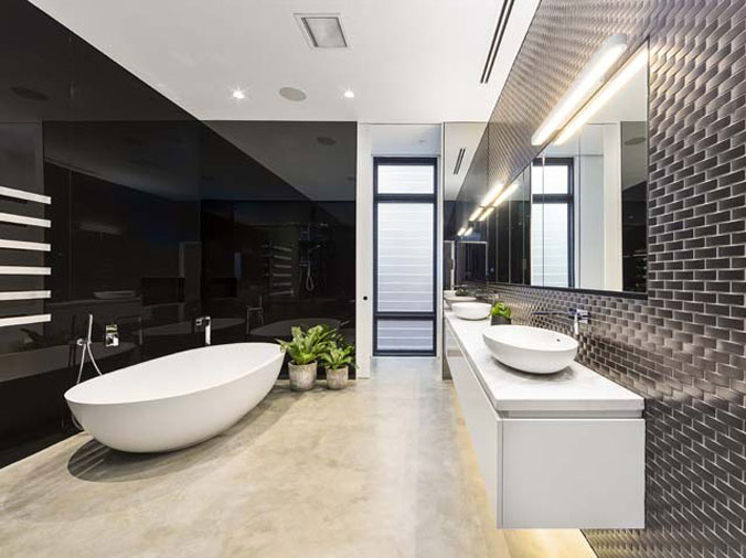 Bathroom with free standing bathtub