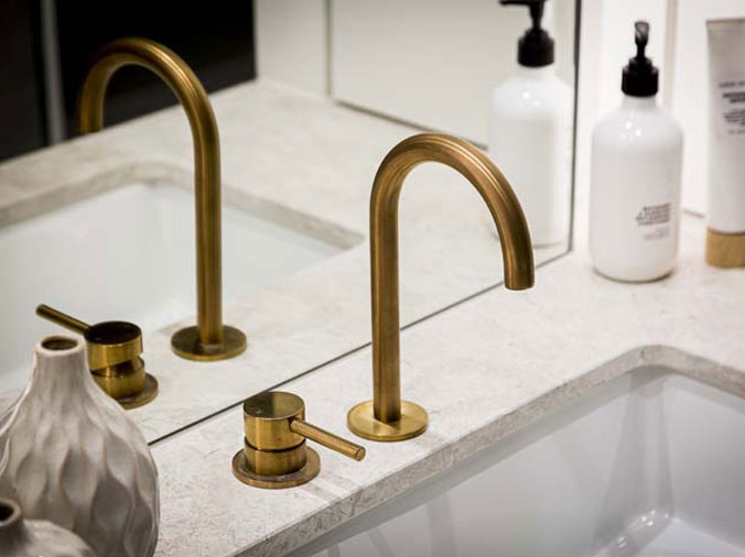 Brass faucer and soap dispenser