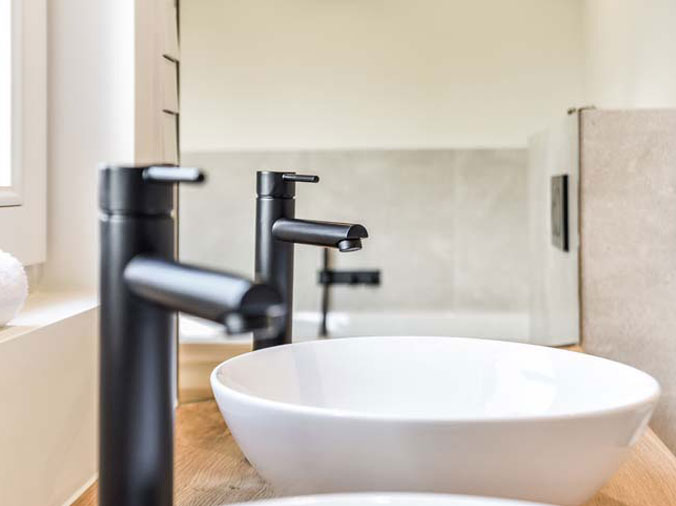 Black bathroom faucets and basin sinks